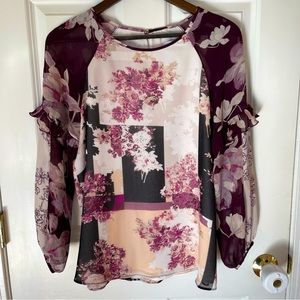 Calvin Klein Floral Print Long Sleeve Blouse